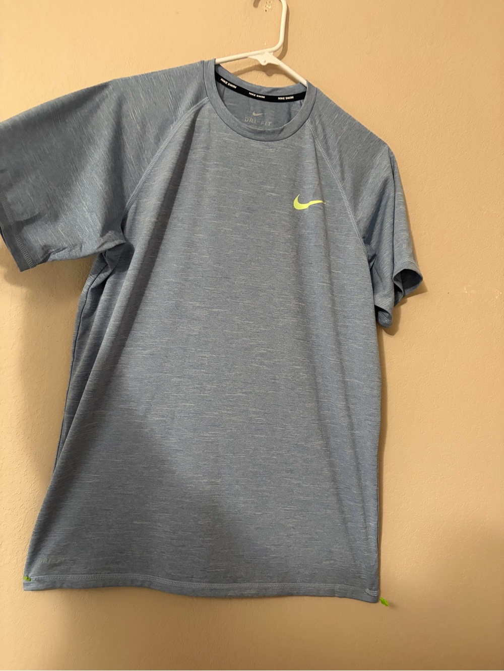 Nike Swim Mens M Blue Heather Dri-FIT UV Hydroguard Short Sleeve Rash Guard
